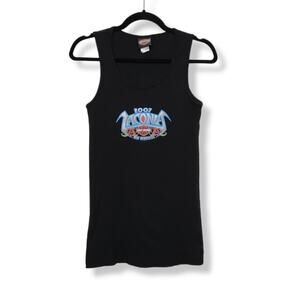 Harley Davidson Womens Ribbed Tank Top Double Sided Black Biker HD Large VTG Y2k